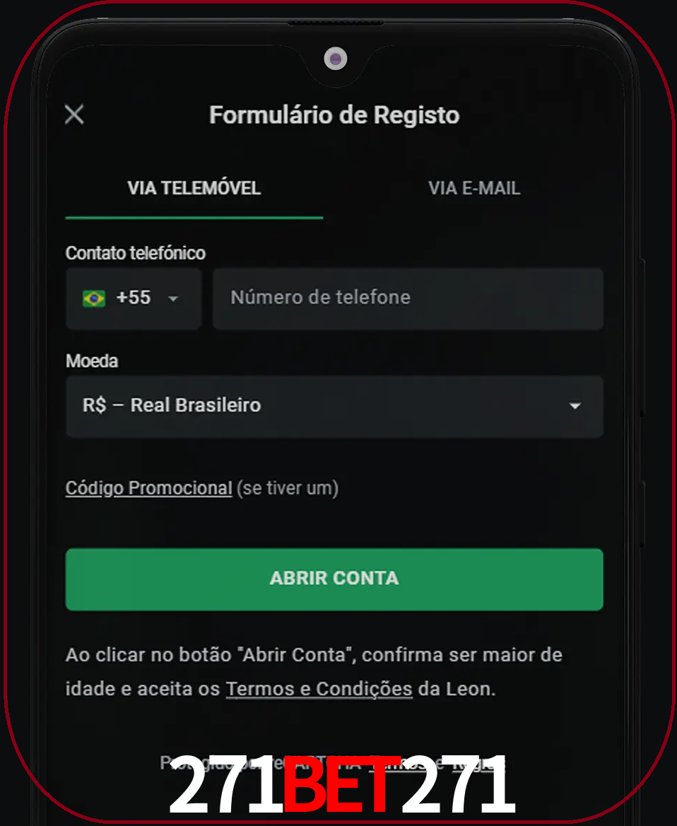 Abra o aplicativo e inicie o processo de registro.