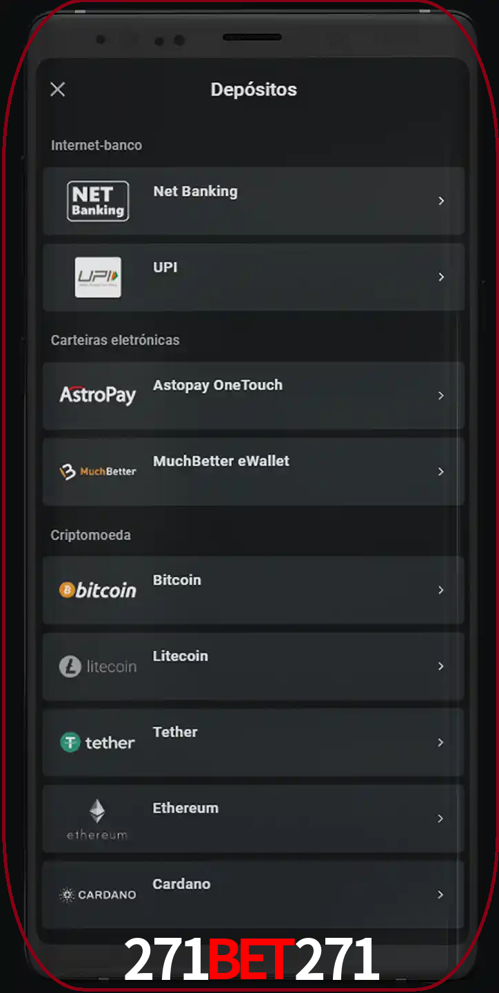Você pode usar métodos alternativos de depósito.